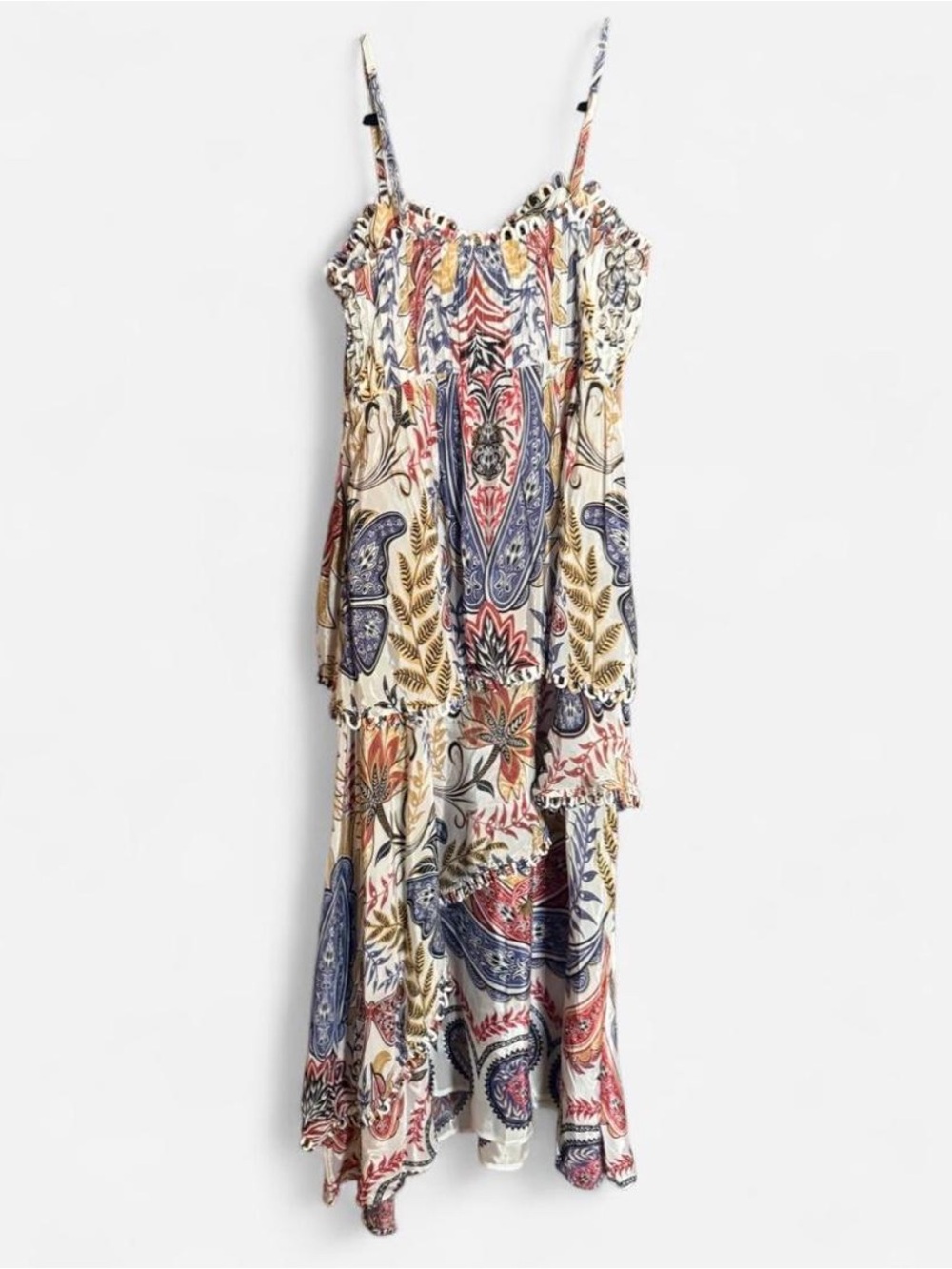 FARM Rio Cream Maxi Dress with Blue, Orange and Brown Paisley Print - Picture 4 of 8